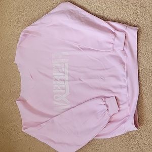 "Warrior" breast cancer, pink women's swearshirt cut out neck, looks Great